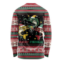 Funny Fishmas Bass Long Sleeve Shirt Christmas Santa Hat Lights - Wonder Print Shop