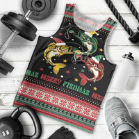 Funny Fishmas Bass Men Tank Top Christmas Santa Hat Lights - Wonder Print Shop