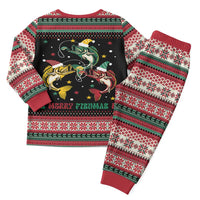 Funny Fishmas Bass Christmas Pajama Set Christmas Santa Hat Lights - Wonder Print Shop