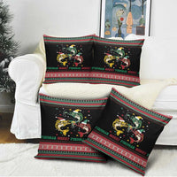 Funny Fishmas Bass Pillow Cover Christmas Santa Hat Lights - Wonder Print Shop