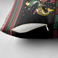 Funny Fishmas Bass Pillow Cover Christmas Santa Hat Lights - Wonder Print Shop