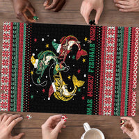 Funny Fishmas Bass Puzzle Christmas Santa Hat Lights - Wonder Print Shop