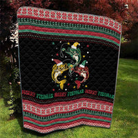 Funny Fishmas Bass Quilt Christmas Santa Hat Lights - Wonder Print Shop