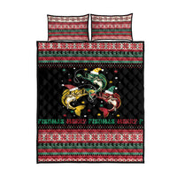 Funny Fishmas Bass Quilt Bed Set Christmas Santa Hat Lights - Wonder Print Shop