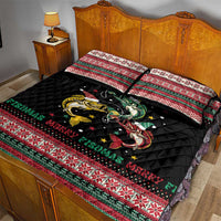 Funny Fishmas Bass Quilt Bed Set Christmas Santa Hat Lights - Wonder Print Shop
