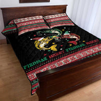 Funny Fishmas Bass Quilt Bed Set Christmas Santa Hat Lights - Wonder Print Shop