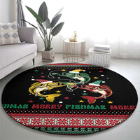 Funny Fishmas Bass Round Carpet Christmas Santa Hat Lights - Wonder Print Shop