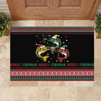 Funny Fishmas Bass Rubber Doormat Christmas Santa Hat Lights - Wonder Print Shop