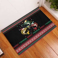 Funny Fishmas Bass Rubber Doormat Christmas Santa Hat Lights - Wonder Print Shop