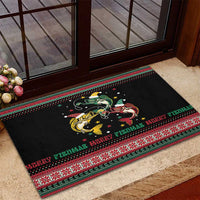 Funny Fishmas Bass Rubber Doormat Christmas Santa Hat Lights - Wonder Print Shop
