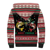 Funny Fishmas Bass Sherpa Hoodie Christmas Santa Hat Lights - Wonder Print Shop