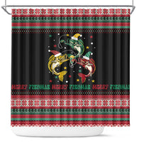 Funny Fishmas Bass Shower Curtain Christmas Santa Hat Lights - Wonder Print Shop