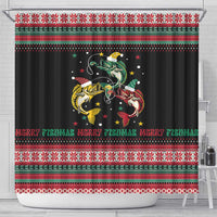 Funny Fishmas Bass Shower Curtain Christmas Santa Hat Lights - Wonder Print Shop