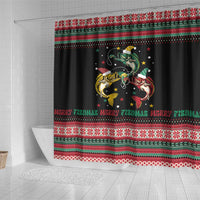 Funny Fishmas Bass Shower Curtain Christmas Santa Hat Lights - Wonder Print Shop
