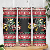 Funny Fishmas Bass Skinny Tumbler Christmas Santa Hat Lights - Wonder Print Shop
