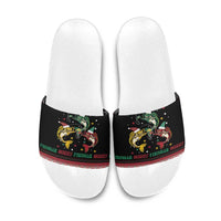 Funny Fishmas Bass Slide Sandals Christmas Santa Hat Lights - Wonder Print Shop