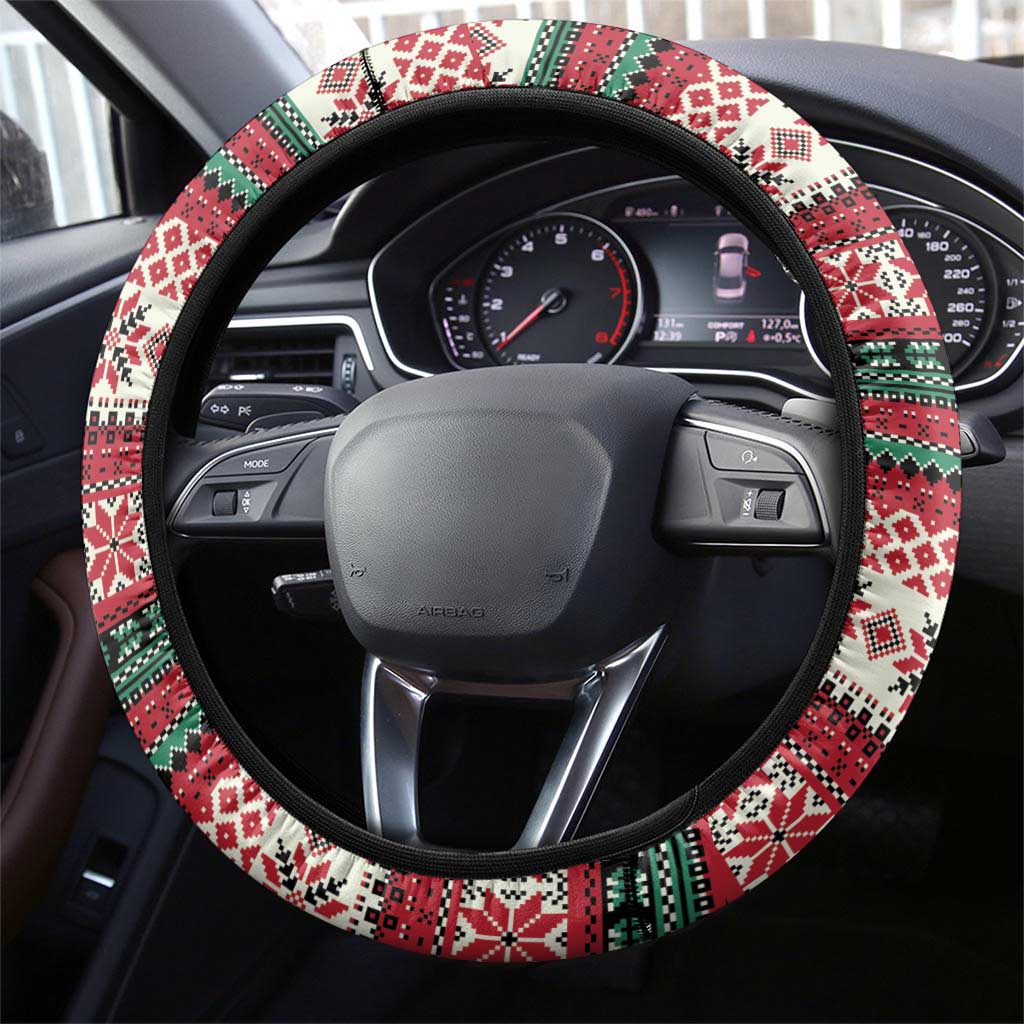 Funny Fishmas Bass Steering Wheel Cover Christmas Santa Hat Lights - Wonder Print Shop