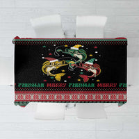 Funny Fishmas Bass Tablecloth Christmas Santa Hat Lights - Wonder Print Shop