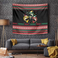Funny Fishmas Bass Tapestry Christmas Santa Hat Lights - Wonder Print Shop