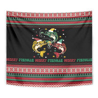 Funny Fishmas Bass Tapestry Christmas Santa Hat Lights - Wonder Print Shop