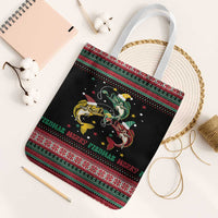 Funny Fishmas Bass Tote Bag Christmas Santa Hat Lights - Wonder Print Shop
