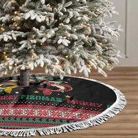 Funny Fishmas Bass Tree Skirt Christmas Santa Hat Lights - Wonder Print Shop