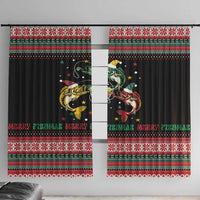 Funny Fishmas Bass Window Curtain Christmas Santa Hat Lights - Wonder Print Shop
