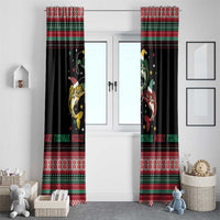 Funny Fishmas Bass Window Curtain Christmas Santa Hat Lights - Wonder Print Shop