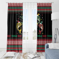 Funny Fishmas Bass Window Curtain Christmas Santa Hat Lights - Wonder Print Shop