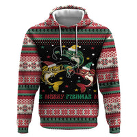 Funny Fishmas Bass Zip Hoodie Christmas Santa Hat Lights - Wonder Print Shop