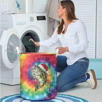Funny Fishmas Bass Laundry Basket Merry Fishmas Tie-dye Christmas Vibes - Wonder Print Shop