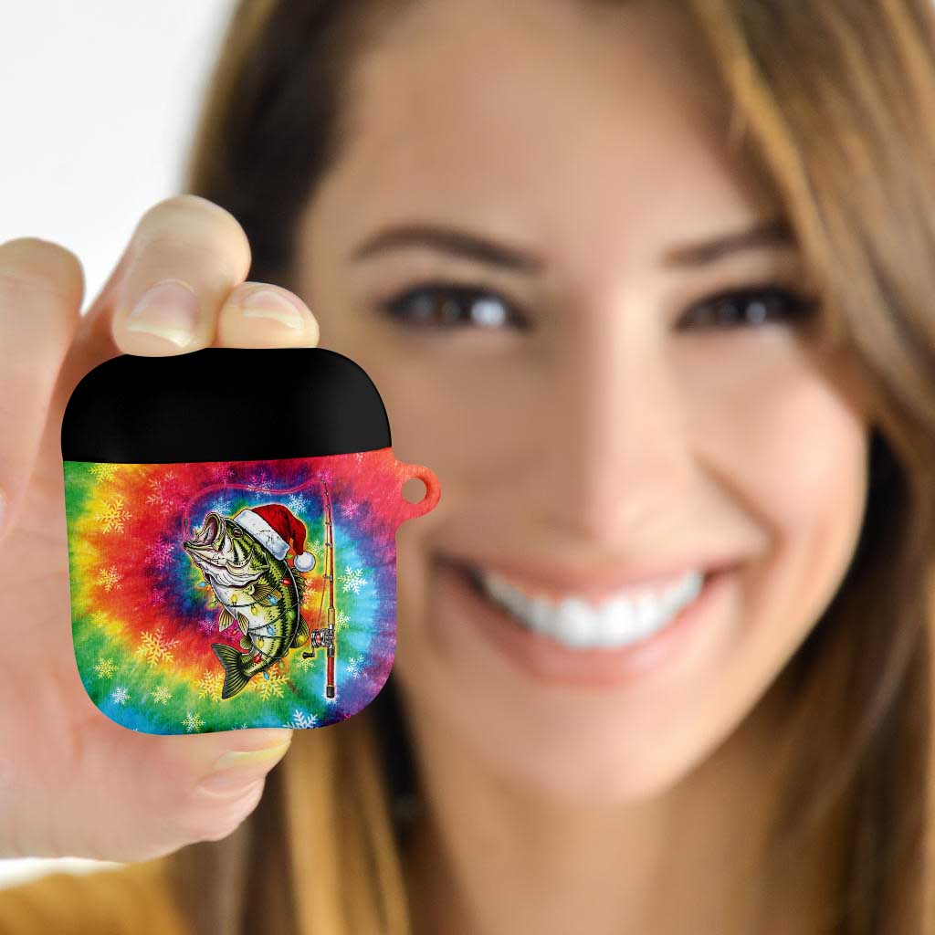 Funny Fishmas Bass AirPods Case Merry Fishmas Tie-dye Christmas Vibes - Wonder Print Shop