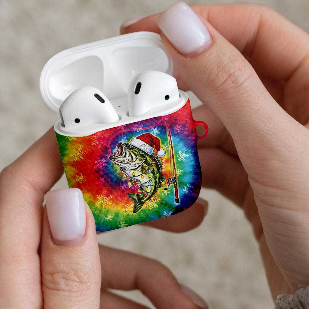 Funny Fishmas Bass AirPods Case Merry Fishmas Tie-dye Christmas Vibes - Wonder Print Shop