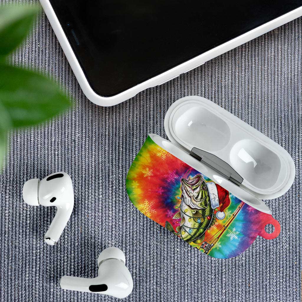Funny Fishmas Bass AirPods Case Merry Fishmas Tie-dye Christmas Vibes - Wonder Print Shop
