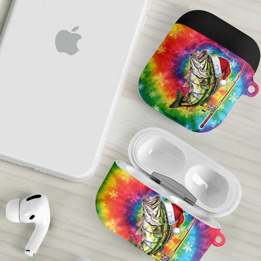 Funny Fishmas Bass AirPods Case Merry Fishmas Tie-dye Christmas Vibes - Wonder Print Shop