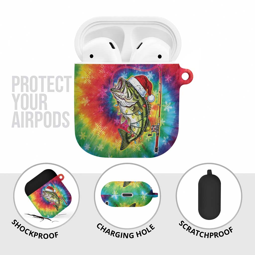 Funny Fishmas Bass AirPods Case Merry Fishmas Tie-dye Christmas Vibes - Wonder Print Shop
