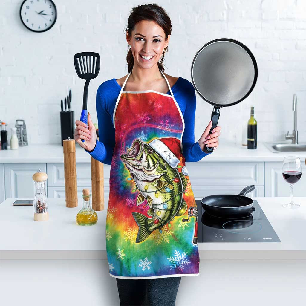 Funny Fishmas Bass Apron Merry Fishmas Tie-dye Christmas Vibes - Wonder Print Shop