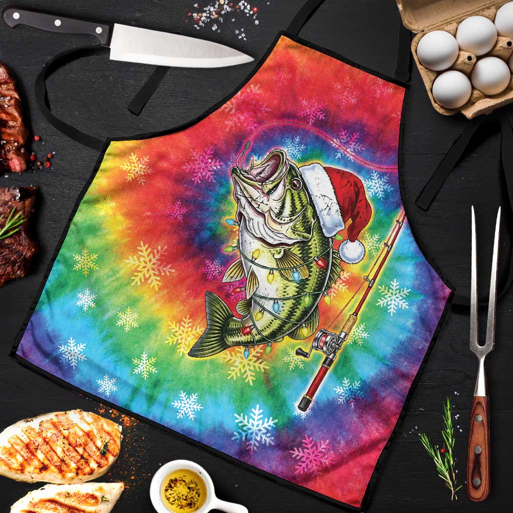 Funny Fishmas Bass Apron Merry Fishmas Tie-dye Christmas Vibes - Wonder Print Shop
