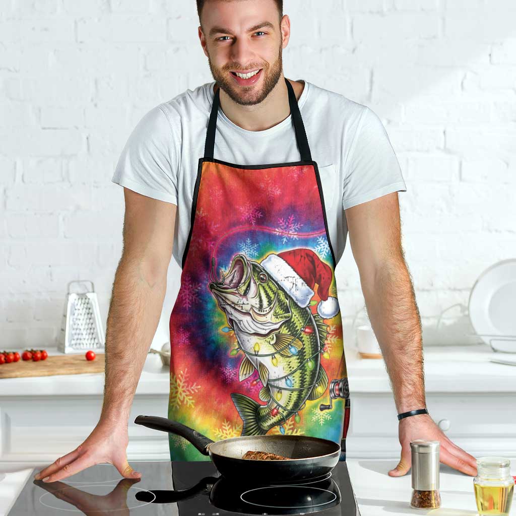 Funny Fishmas Bass Apron Merry Fishmas Tie-dye Christmas Vibes - Wonder Print Shop