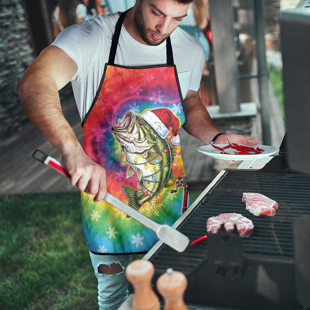 Funny Fishmas Bass Apron Merry Fishmas Tie-dye Christmas Vibes - Wonder Print Shop