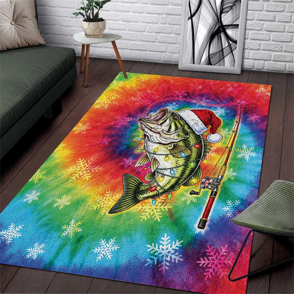 Funny Fishmas Bass Area Rug Merry Fishmas Tie-dye Christmas Vibes - Wonder Print Shop