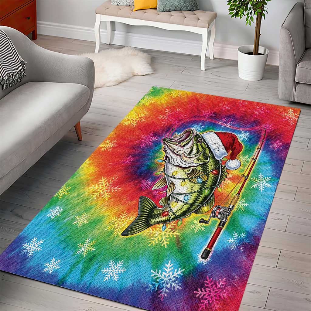 Funny Fishmas Bass Area Rug Merry Fishmas Tie-dye Christmas Vibes - Wonder Print Shop