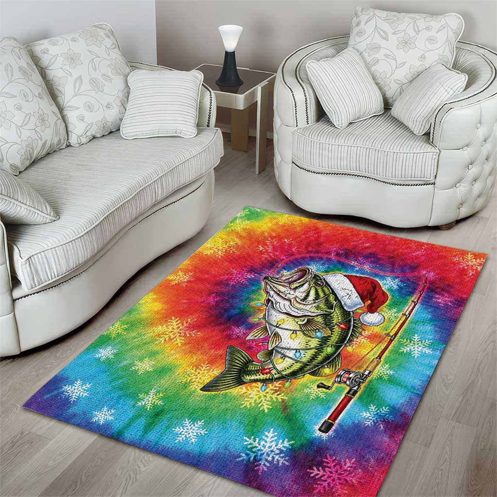 Funny Fishmas Bass Area Rug Merry Fishmas Tie-dye Christmas Vibes - Wonder Print Shop