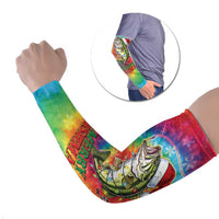 Funny Fishmas Bass Arm Sleeves Merry Fishmas Tie-dye Christmas Vibes - Wonder Print Shop