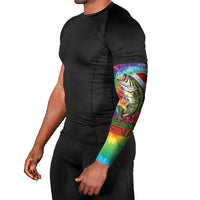 Funny Fishmas Bass Arm Sleeves Merry Fishmas Tie-dye Christmas Vibes - Wonder Print Shop