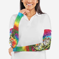 Funny Fishmas Bass Arm Sleeves Merry Fishmas Tie-dye Christmas Vibes - Wonder Print Shop