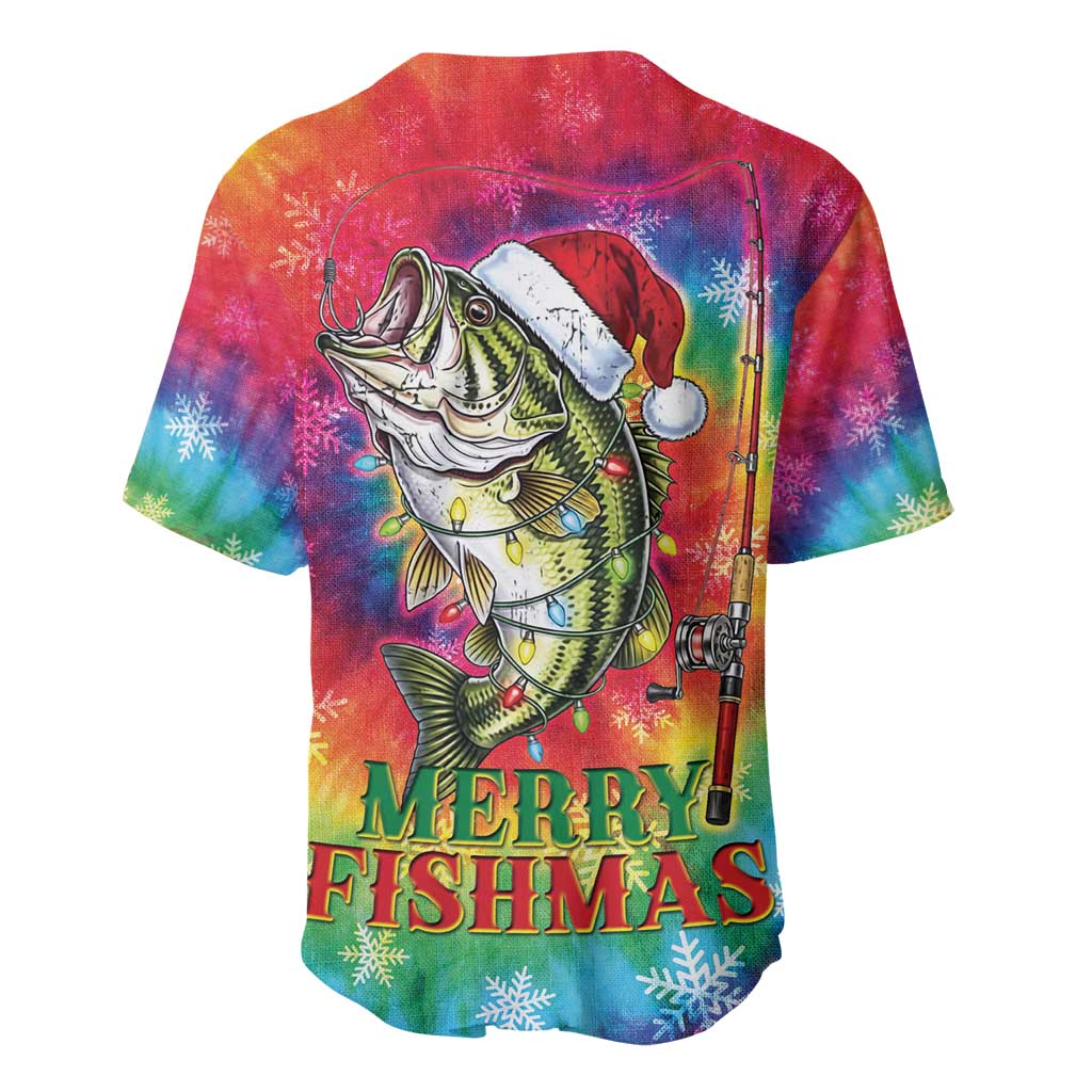 Funny Fishmas Bass Baseball Jersey Merry Fishmas Tie-dye Christmas Vibes - Wonder Print Shop