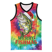 Funny Fishmas Bass Basketball Jersey Merry Fishmas Tie-dye Christmas Vibes - Wonder Print Shop