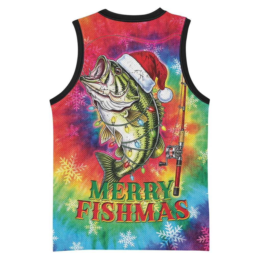 Funny Fishmas Bass Basketball Jersey Merry Fishmas Tie-dye Christmas Vibes - Wonder Print Shop