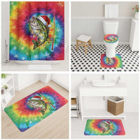 Funny Fishmas Bass Bathroom Set Merry Fishmas Tie-dye Christmas Vibes - Wonder Print Shop